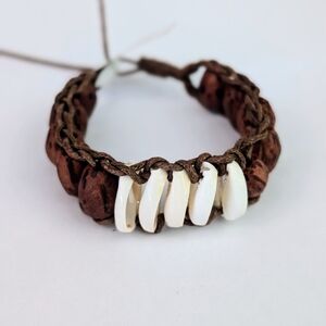 Wooden Beads And Cowrie Shell Bracelet